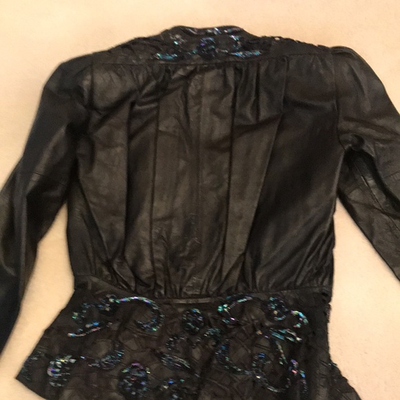 Beautiful Black Leather Jacket & Skirt - Picture 2 of 4